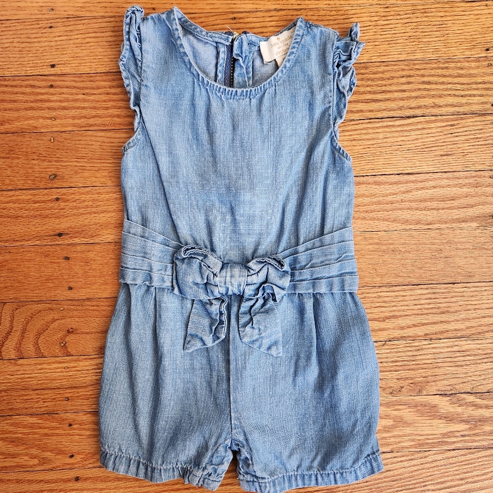 EUC Kate Spade Denim Flutter Sleeveless Bow Romper 80/ 12M